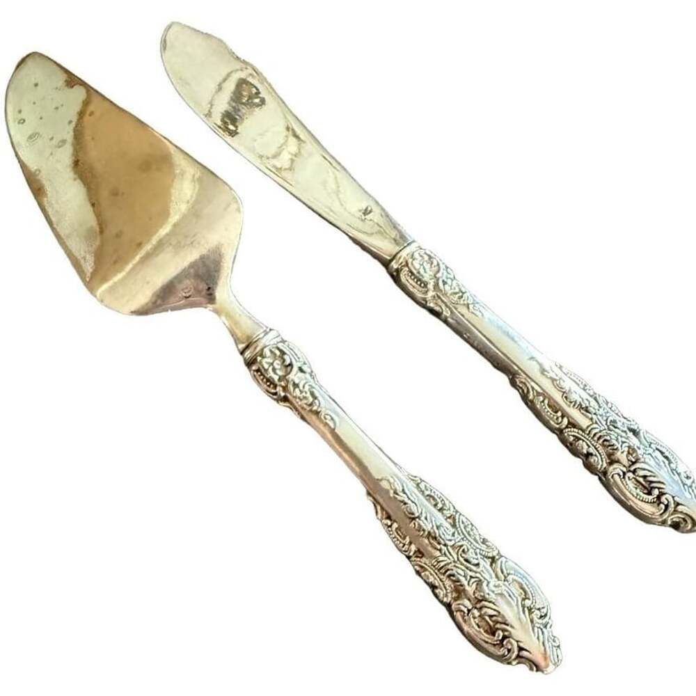 Godinger Ornate Silver Cake Server and Butter Knife Set